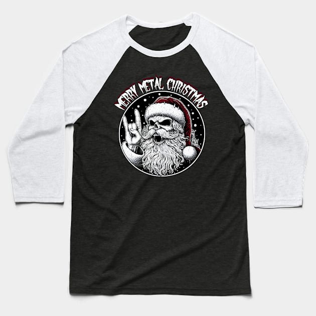 Metalhead Santa Claus Baseball T-Shirt by MetalByte